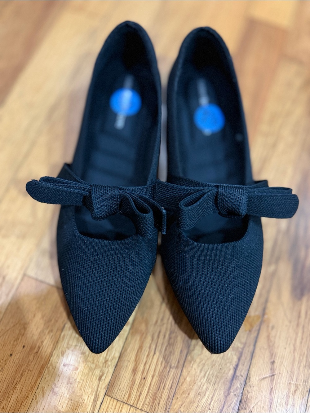 Nanette Lepore Black Pointed-Toe Bow Flats